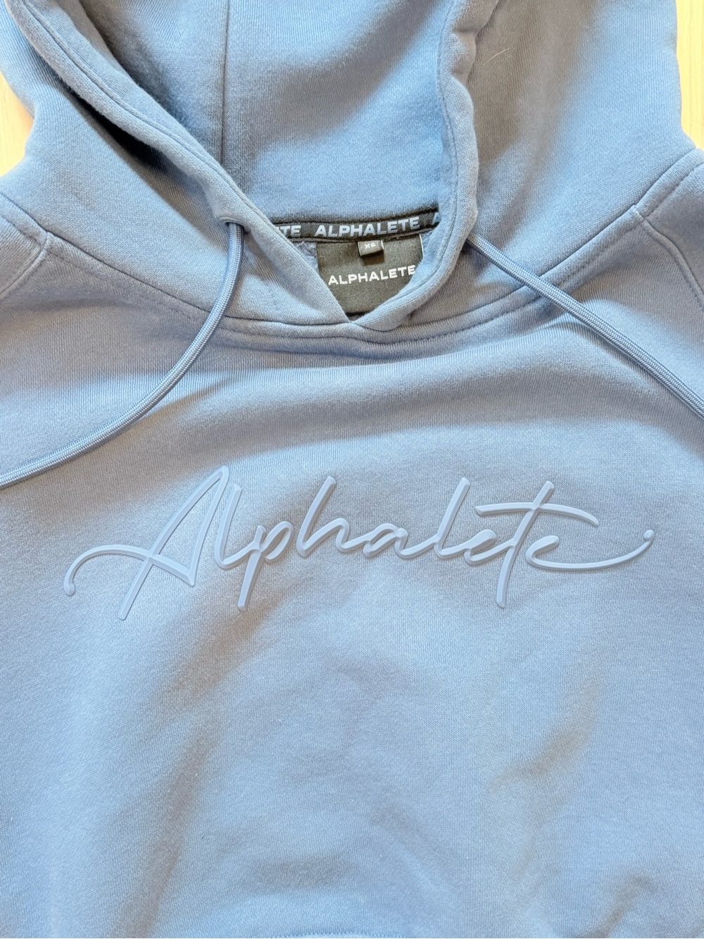 Alphalete Blue Cropped Logo Hoodie XS